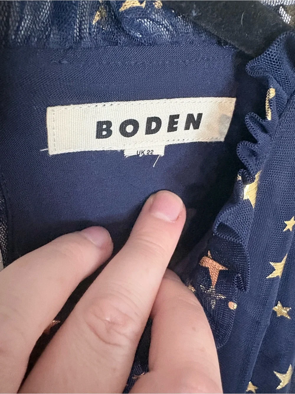 Boden Navy & Gold Metallic Star Mesh Blouse | US 18 / UK 22